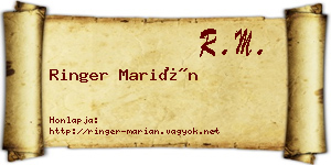 Ringer Marián névjegykártya